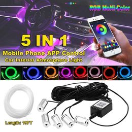 Fiber Optic Atmosphere Lamps Ambient Lamp App Control 6 Meter 8 colors Car Interior Light Remote Control RGB Auto Decorative C1007242A