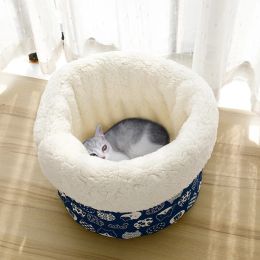 Mats Plush Puppy Kennel Winter Warm Cat Sleeping Bag Medium Small Dogs Bed Basket Soft Comfortable Pet Kitten Cave House Thicken Nest