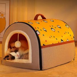 Mats Winter warm pet House Indoor Pet House Warm Pet Bed Cat Hideaway with Plush Ball Removable Washable Puppy Cave for cat and Dog