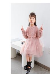 Baby Girl Clothing Dress Spring Fall Long Sleeve Lace Mesh Patchwork dress Elegant girl Clothing Dress9742674