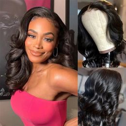 Brazilian Body Wave Short Bob Lace Front Wig HD Transparent 13x4 Lace Frontal Human Hair Wigs for Women Pre Plucked Virgin Sale