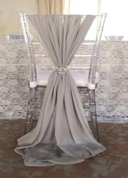 Popular Fashion Wedding Chair Sashes Choose Color Chiffon 15m Length Napkin Sample Factory Party Banquet Chair Covers Wedding9049973