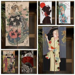 Curtains Japanese Geisha Door Curtain Art Girls Dining Door Decor Curtain Partition Curtain Drape Kitchen Entrance Hanging HalfCurtain