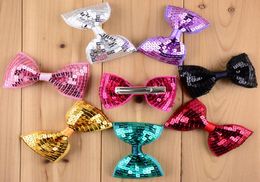 New Christmas 19 Colors 30pcslot Embroidery Sequin Bows WITH CLIP For Baby Girls Christmas Gifts Kids Hair DIY Accessories9884808