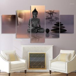 Paintings Modern HD Printed Pictures Canvas Painting 5 Panel Zen Buddha Statue Wall Art Home Decoration Framework Poster For Livin267I
