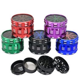 4 Layers 63mm Aluminium Alloy Tobacco Smoking Herb Grinders With Clear Top Window Lighting Sound Design Tobacco Grinders