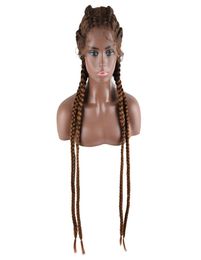 Handmade Braided Wigs 30 inch Synthetic Lace Front Wig for Black Women Cornrow Braids Lace Wigs with Baby Hair Box Braid Wig 613 C2600260