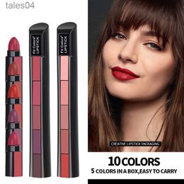 Lipstick 5 In 1 Matte Lipstick Kit Waterproof Nude Combination Lipgloss Long Lasting Velvet Red Show Complexion Sexy Lip Tint Cosmetic 240313