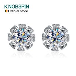 KNOBSPIN 2ct Earring s925 Sterling Sliver Plated 18k White Gold Wedding Engagement Jewelry Screw Earrings For Woman 240228