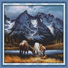 Romances under the snow mountains decor painting Handmade Cross Stitch Embroidery Needlework sets counted print on canvas DMC 14C244S