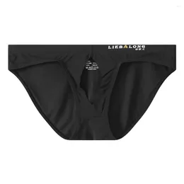 Underpants Sexy Mens Lingerie Thin Ice Silk Breathable Panties Tanga Open Front Cock Hole Briefs Temptation Erotic Underwear