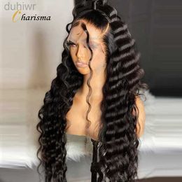 Synthetic Wigs Charisma Deep Wave Lace Front Wigs for Black Women Synthetic Lace Front Wig Heat Fibre Natural Hailrline Wigs ldd240313