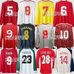 Long sleeve 85 86 89 90 91 McMANAMAN Soccer Jerseys Retro top thai quality 93 95 98 99 00 Gerrard TORRES DALGLISH FOWLER Barnes Rush 06 07 08 09 10 11 12 Football Shirts