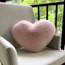 Pillow Love Shaped Imitation Fur Light Luxury Girl Heart Sofa Living Room Decoration Gift