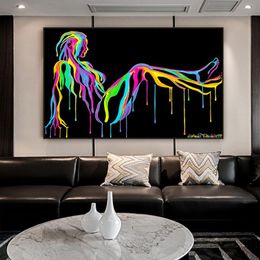 Sexy Girl Posters and Prints Colourful Abstract Art Canvas Painting Modern Creative Canvas Wall Pictures for Living Room Decor323R