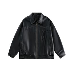 Japanese retro leather jacket men's autumn trend high-end loose fitting leather jacket jacket