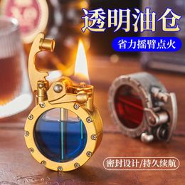 Huoping 929 transparent oil bunker metal rocker kerosene lighter creative gift lighter Tiktok Kwai