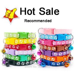 Whole Paw Collars 100 X Cute Bell Small Dog Collar Cat Collars Pet Collar Adjustable Puppy Cats Accessories 2103252628