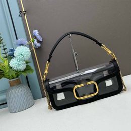 Designer transparent shoulder bag Women luxury handbag Chain Loco crossbody bag Metal V Logo Tote purse Vintage Magnetic buckle Switch Leather handbags wallet