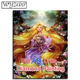 Stitch 5D Diy Diamond Painting Full AB Square Drills Mosaic Embroidery Cartoon Girl AB Diamond Art Manual Gift Kits Home Decoration