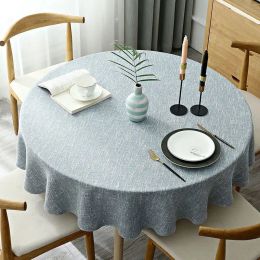 Pads Solid Color Round Table Cloth Cotton Linen Kitchen Decor Elegant Hotel Party Wedding Tablecloth Dining and Coffee Table Cover