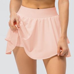 Womens Shorts Solid Colour Workout Tennis Skirts For Women Gym Golf Running Yoga Pantskirt SEXY Sports Fitness Pocket High Waist Skort