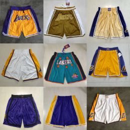 Custom Men Women Youth Los Angeles''Lakers''men Throwback Basketball Shorts pocket red black