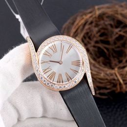 New Fashion Diamond Watch Simple Women's Watch Imported Leather Imported Japanese Quartz Movement Sapphire Glass Diameter 33m224s