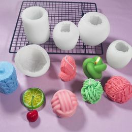 Craft Tools 3D Silicone Knitting Wool Ball Grade Wax Candles Mold Handcrafted Ornaments Aroma Gypsum Mould Crafts Decorating257T