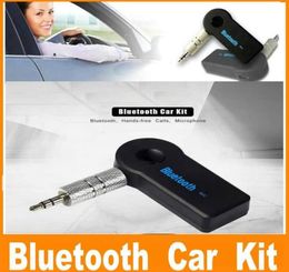 Universal 35mm Bluetooth Car Kit A2DP Wireless AUX o Music Receiver Adapter Hands with Mic For Phone MP3 Retail Box1473309