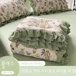 Comforters sets 2024 New Summer Quilt Double layer Yarn Washable Cotton Linen Lace Korean Summer Quilts Single Double Bed Use YQ240313