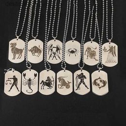 Pendant Necklaces Stainless Steel 12 Horoscope Zodiac Sign Silver Colour Pendant Necklace Aries Leo Wholesale Dropshipping 12 Constellation JewelryL242313