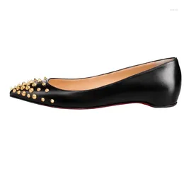 Casual Shoes Over Size 34-45 Comfortable Pointed Toe Gold/Silver Spikes Rivets Women Flat Driving Dress