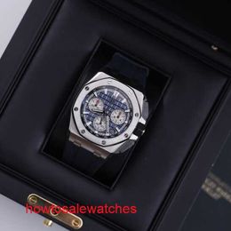 AP Watch Designer Diamond Watch Royal Oak 26420TI Blue Disc Chronograph Men's Watch Titanium Metal Automatic Swiss Luxury Timepiece Date Display Diameter 43mm
