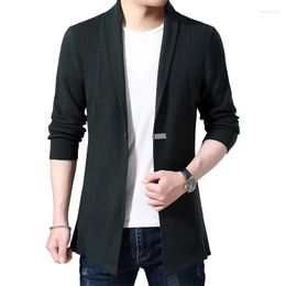 Men's Sweaters Mens Autumn X-long Knitted Jackets Men Long Style Cardigan Solid Colour Sweatercoat