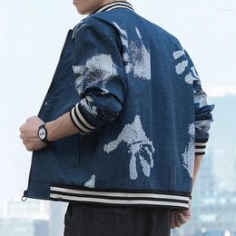 Men's Jackets Arrival Mens Jacket Korean Fashion Print Stand Collar Bomber Men Casual Regular Fit Daily Outwear Coats Clothing