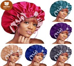 Women Big Size Cap Beauty Print Satin Silk Bonnet New Extra Large Satin Lined Bonnet Sleep Night Cap Head Cover Bonnet Hat sa7535284