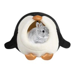 Pens Small Hamster Bed Cute Penguin Shape Guinea Pig Hideout Cute Warm Bed For Hamster Cozy Small Pet House Warm Cave Nest For All