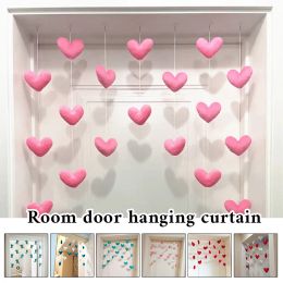 Curtains Girls' Pink Heart Shaped Curtain Living Room Decor Tassel Curtain Divider String Girl Room Partiton Sweet Beaded Window Valance