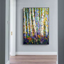 Tree Forest Leaf Poster Canvas Painting Wall For Pictures Living Room Landscape Modern Home Decor Colorful Prints253J