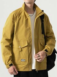 Stand Collar Mens Jacket MultiPockets Outdoor Waterproof Zipper Windbreaker Men Casual Coats Plus Size 8XL 240227