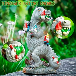 Sculptures Dinosaurs Eating Dwarf Home Outdoor Design Garden Resin Sculpture Supplies Home Creativity Fun Art Crafts Decorative Ornaments