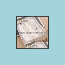 Pendant Necklaces Long Pearl Necklace Layered Four Leaf Clover Sweater Chain Choker Drop Delivery Jewelry Pendants Otpvy