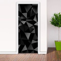 3D Geometric Pattern Door Stickers Living Room Bedroom PVC Self Adhesive Door Wallpaper Home Decor Waterproof Mural Wall Decals 21287v