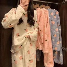 Women's Sleepwear Pajamas Winter Sets For Sleeping Warm House Clothes Matching Of Large Size Plus Female Clothing Bh