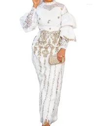 Vestidos casuais formal calça branca define para mulheres elegante bordado renda mock pescoço manga longa blusa borla cintura alta 2 peças roupas