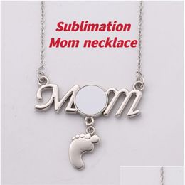 Other Festive Party Supplies Sublimation Mom Clavicle Necklace With Foot Customised Circle And Engraved Name Birthstone Baby Penda Dhos4