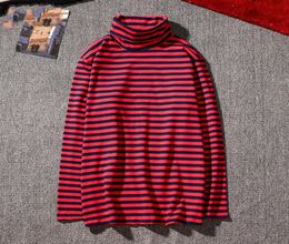 Kpop Korean Harajuku Gd Black White Striped Tshirt Men Women Unisex Loose Oversized Extra Turtleneck Long Sleeve Couple T Shirt Y6679545