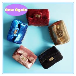 Gilrs shiny crossbody bags kids Sequin Purse Childrens small shoulder Bag Teenagers trend messenger bag Child Mini wallets ARYB013