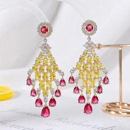 Dangle Earrings SENYU Luxury Colour Cubic Zirconia Tassel Earring For Wedding Women Banquet Jewellery Anniversary Fashion Bohemia